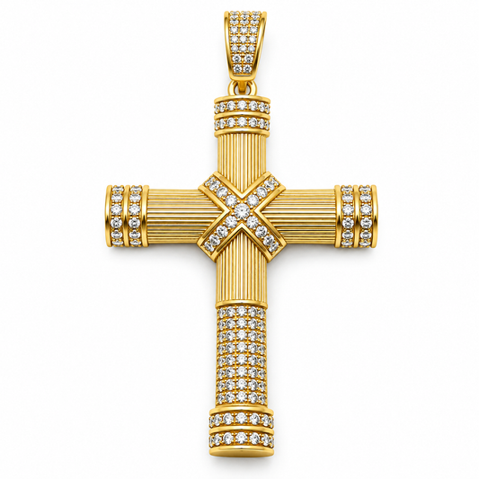 Cruz en oro amarillo de 10K con circonias | 6310058LQ