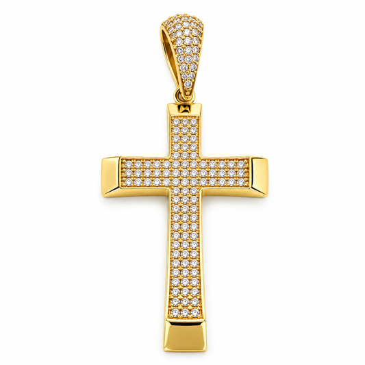 Cruz en oro amarillo de 10K con circonias | 6310061LQ