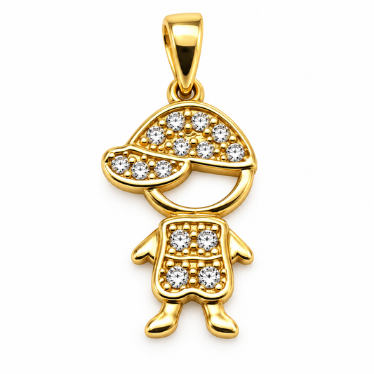 Dije de niño con circonias en oro amarillo de 10K | 6310071LQ