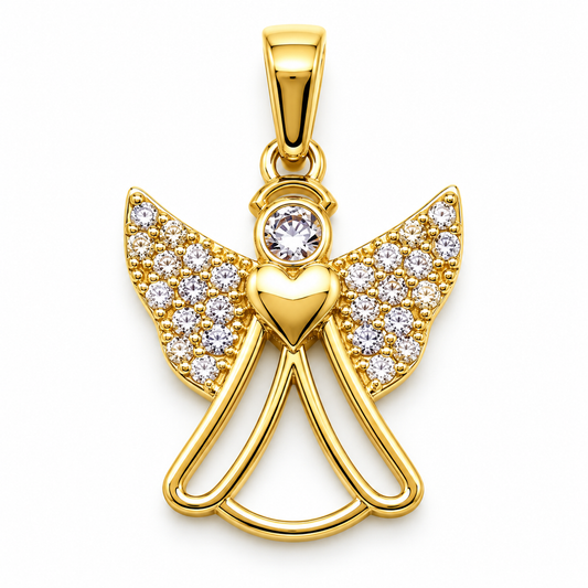 Dije de ángel con circonias en oro amarillo de 10K | 6310085LQ