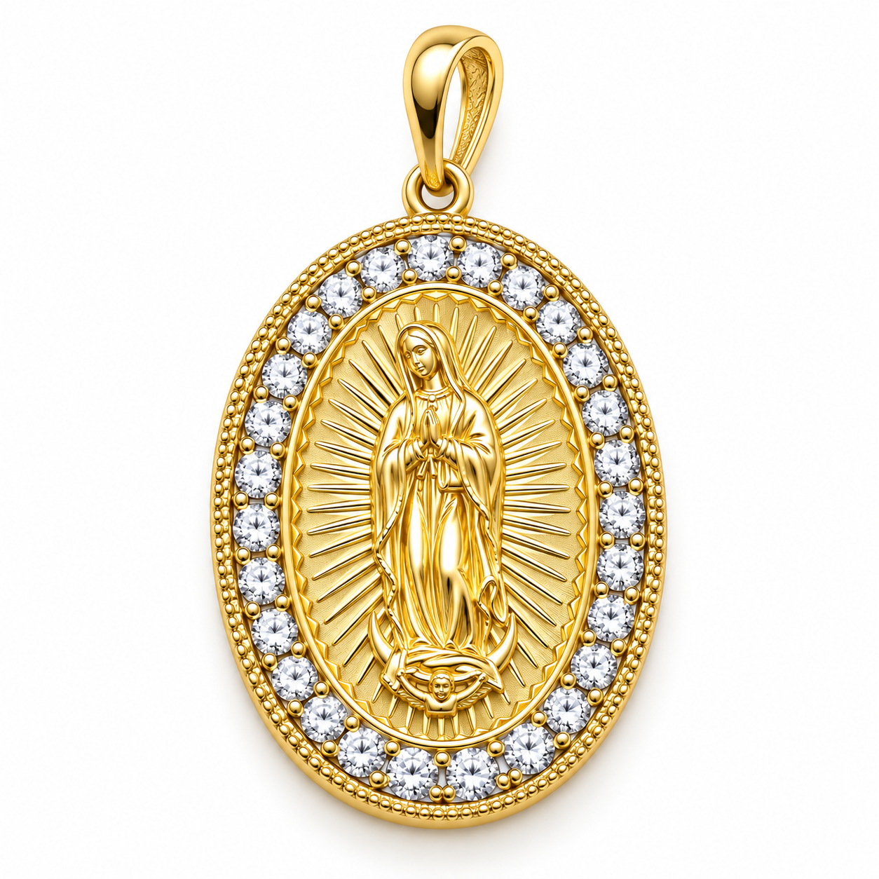 6310100LQ Medalla de la Virgen de Guadalupe en oro de 10 Kilates.
