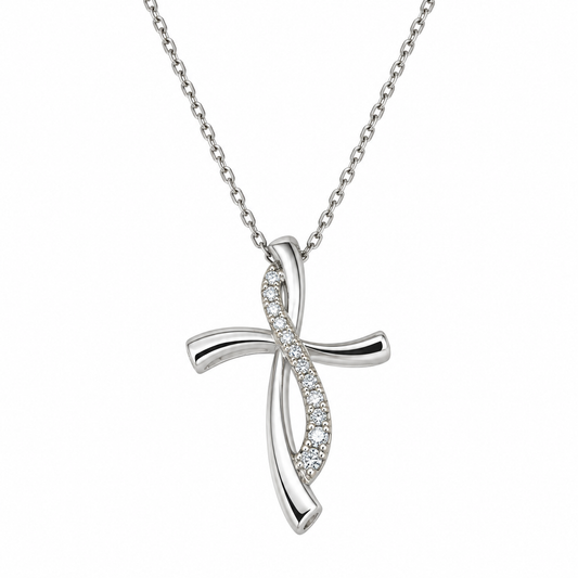 Collar en oro blanco con cruz de Diamantes | 632110003LQ