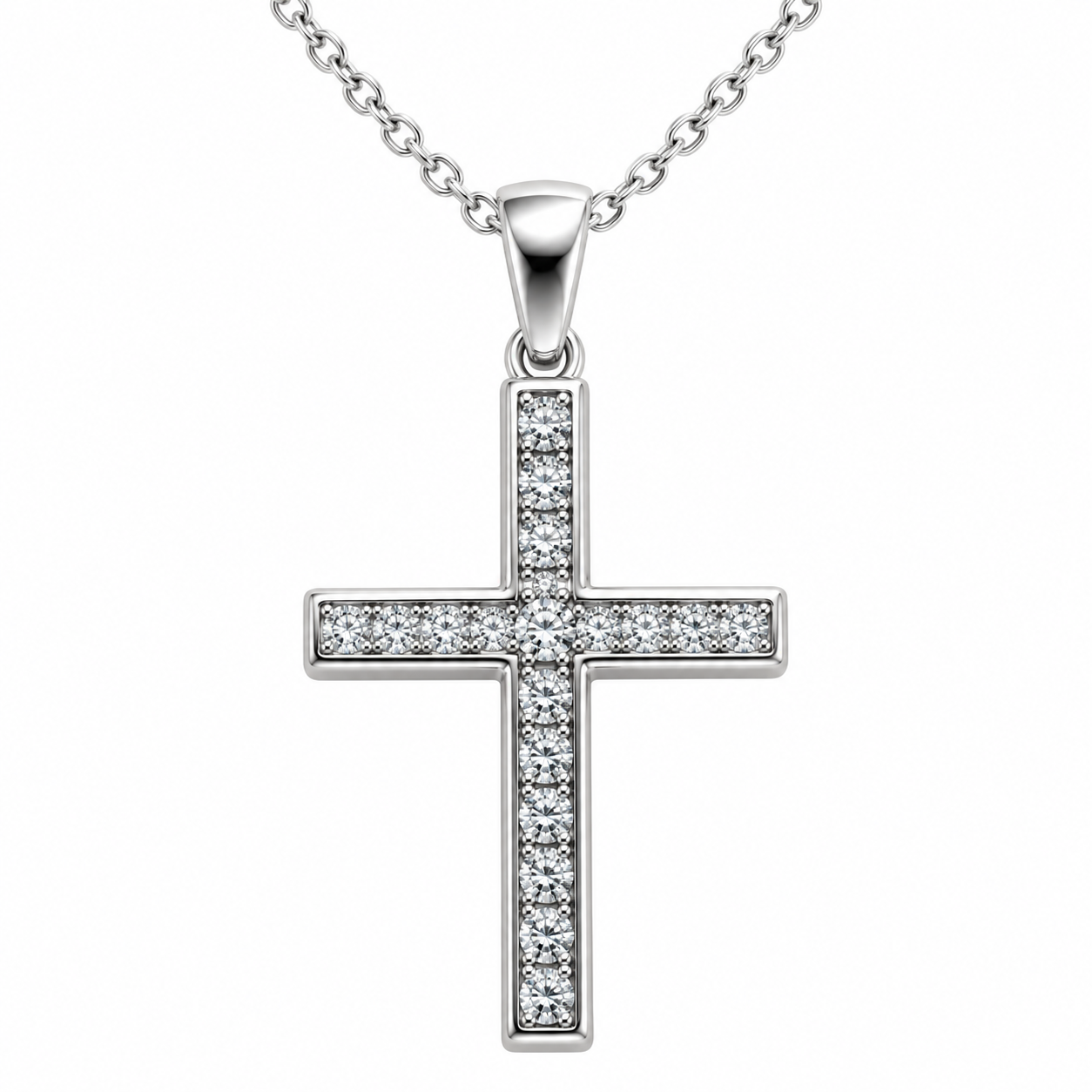 632116247LQ Cruz de Diamantes en oro blanco de 14 Kilates