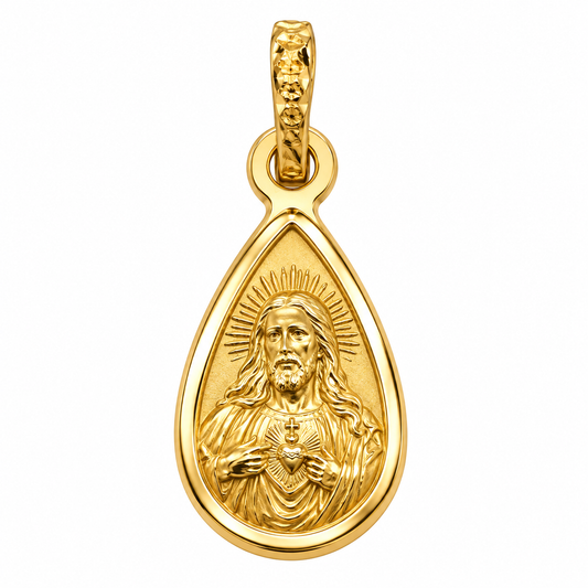 Medalla del Sagrado Corazón de Jesús en oro amarillo de 14K | 6340035LQ