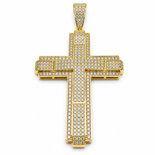 Cruz con circonias en oro amarillo de 14K | 6340090LQ