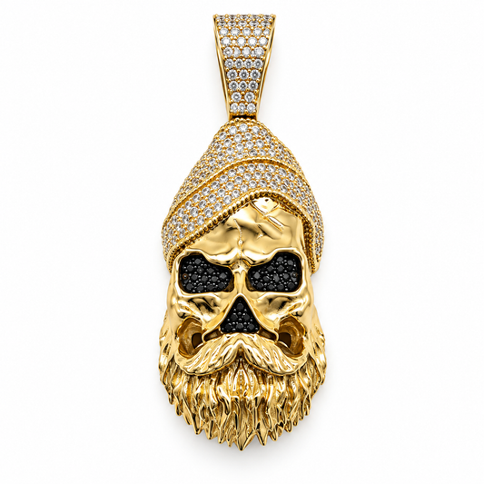 Dije de calavera con barba y turbante en oro amarillo de 10K | 6510035LQ