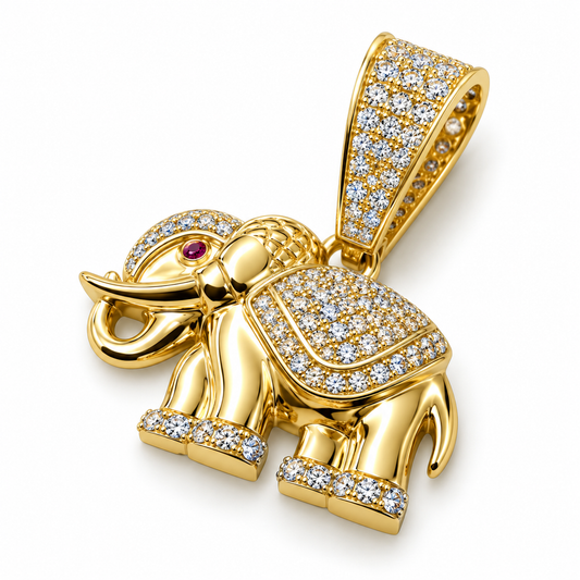 Dije de elefante con circonias en oro amarillo de 10K | 6510048LQ
