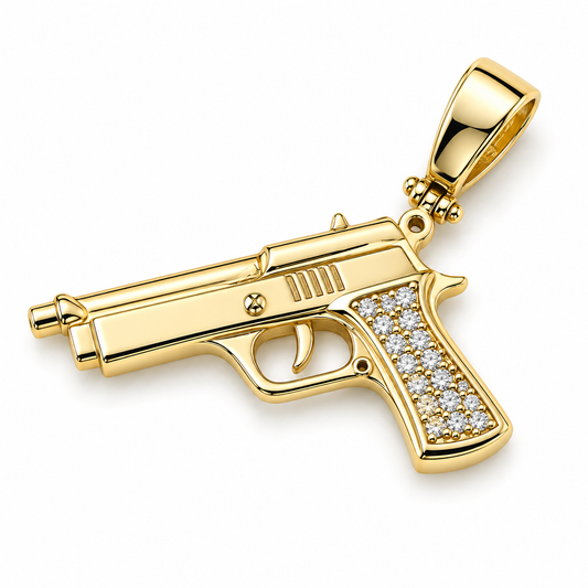 Dije de pistola Super con circonias en oro amarillo de 10K | 6510062LQ