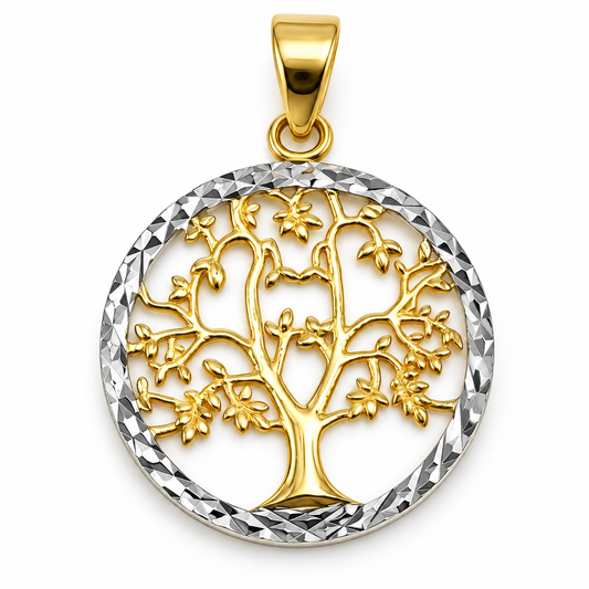 Medallón de árbol de la vida en oro amarillo de 10K | 6510127LQ