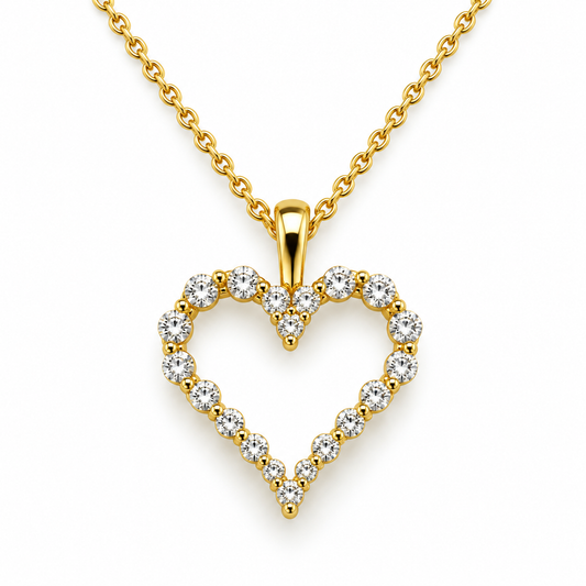 Dije de corazón con diamantes naturales en oro amarillo de 10K | 651112706LQ