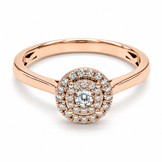 Anillo de Compromiso en oro rosa de 14 Kilates, montado con Diamante natural | 15JC141114LQ