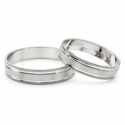 18D16B-4LQ Argollas de Matrimonio en oro blanco de 10 Kilates.