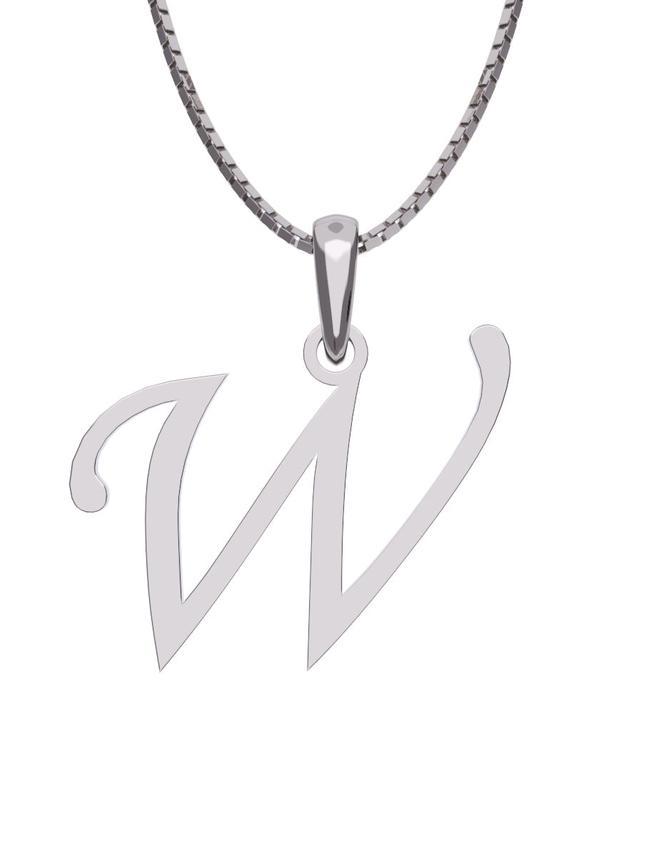 Inicial W en oro blanco de 14K — Fonelli VI343-D