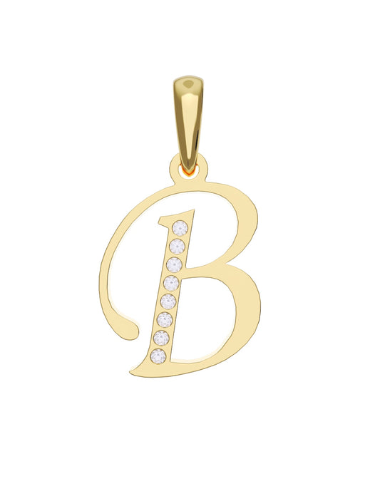 Inicial B con circonias en oro amarillo — Fonelli Z1935