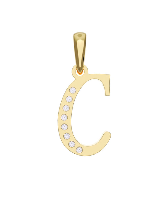Inicial C con circonias en oro amarillo — Fonelli Z1935