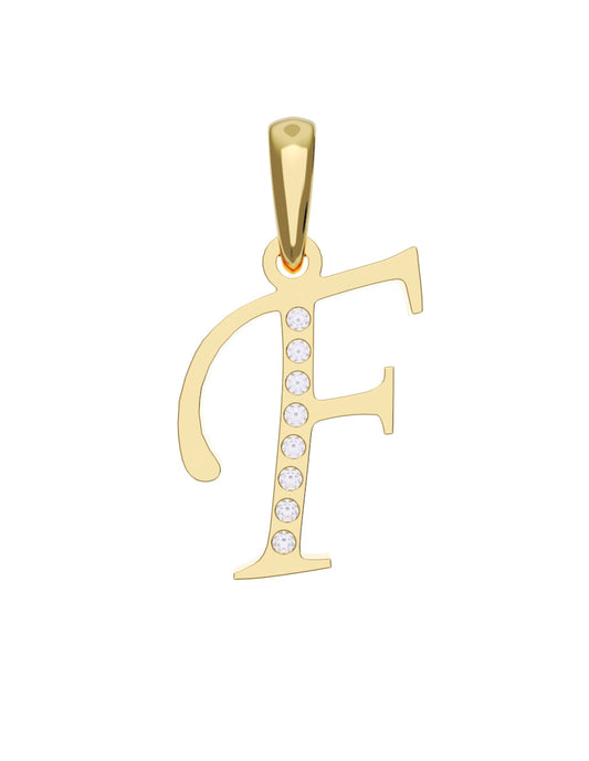 Inicial F con circonias en oro amarillo — Fonelli Z1935