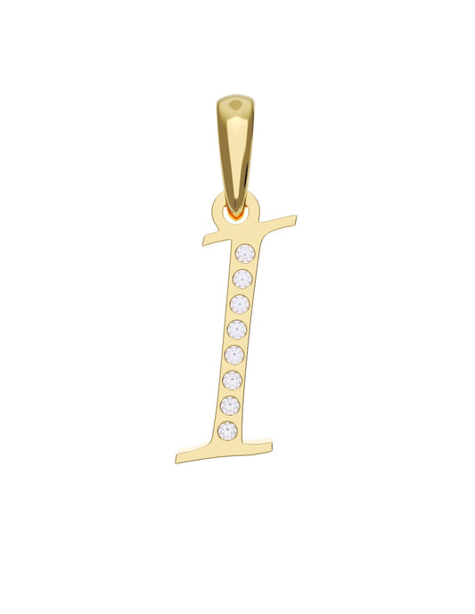 Inicial I con circonias en oro amarillo — Fonelli Z1935