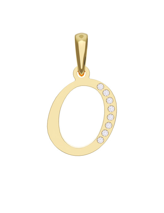 Inicial O con circonias en oro amarillo — Fonelli Z1935