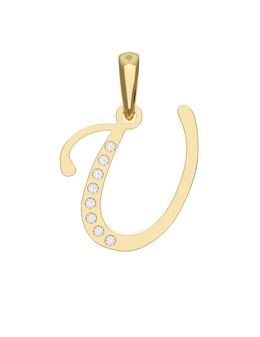 Inicial U con circonias en oro amarillo — Fonelli Z1935