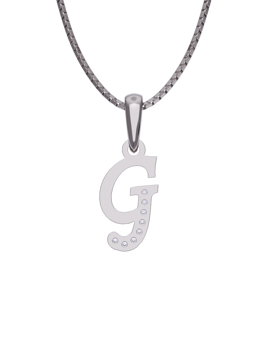 Inicial G con circonias en oro blanco — Fonelli Z2817