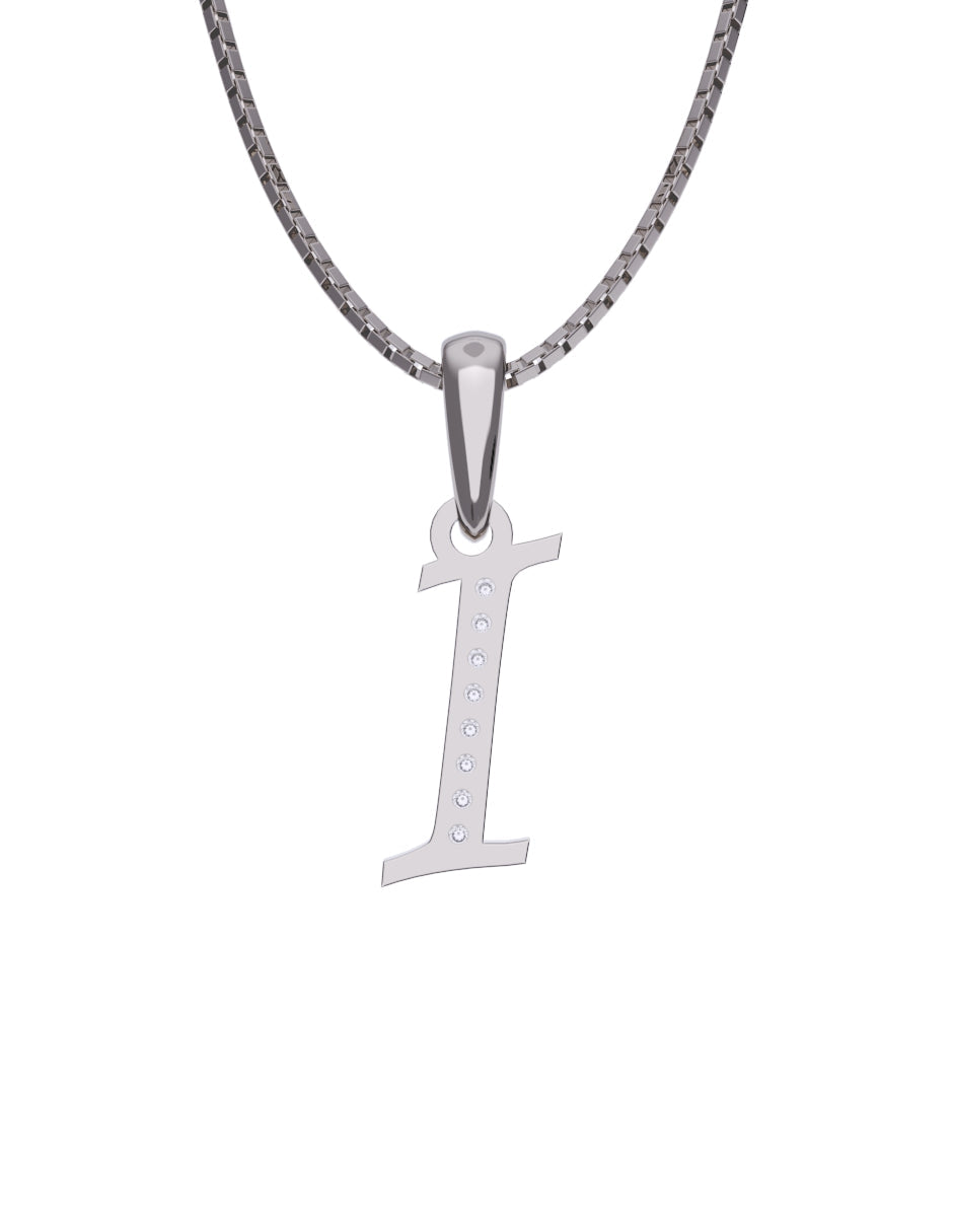 Inicial I con circonias en oro blanco — Fonelli Z2817