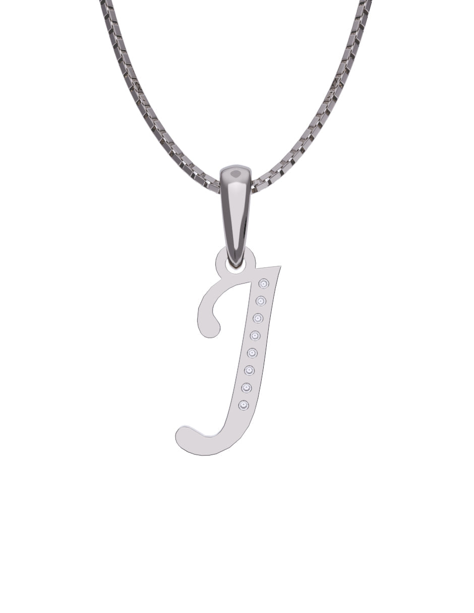 Inicial J con circonias en oro blanco — Fonelli Z2817