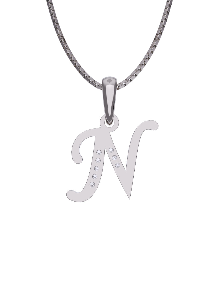 Inicial N con circonias en oro blanco — Fonelli Z2817