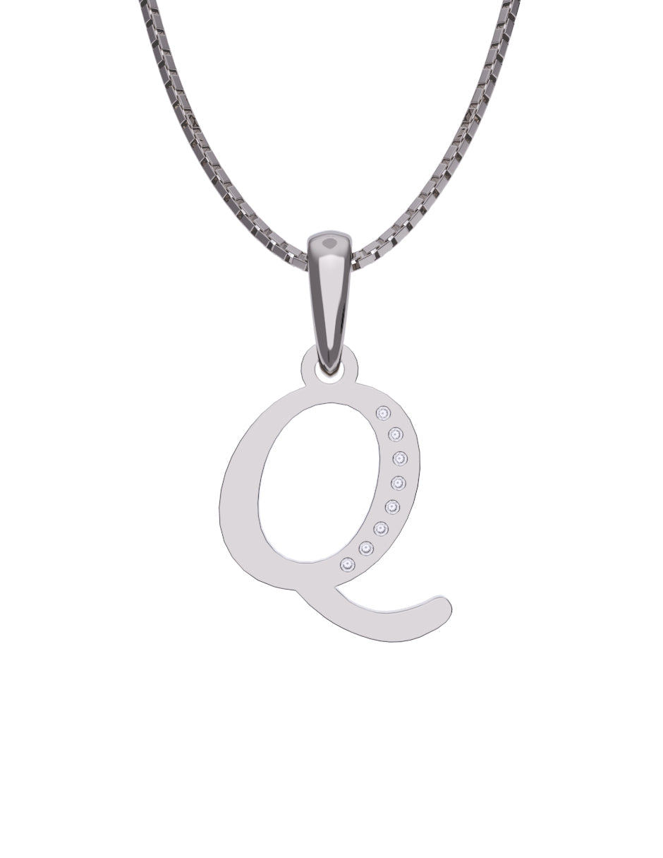 Inicial Q con circonias en oro blanco — Fonelli Z2817