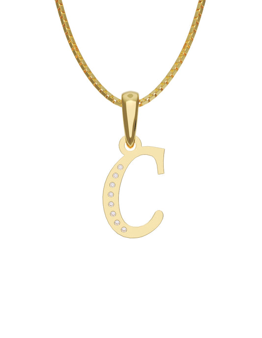 Inicial C con circonias en oro amarillo — Fonelli Z2817