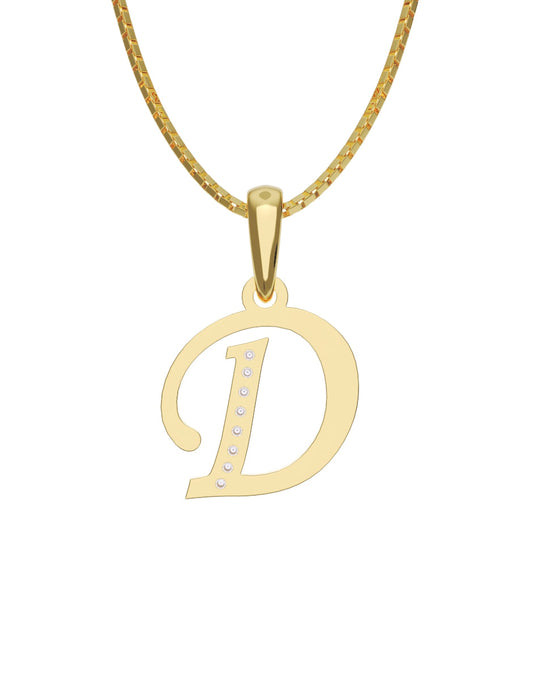 Inicial D con circonias en oro amarillo — Fonelli Z2817