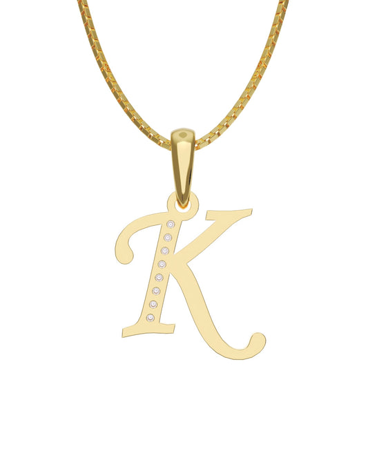 Inicial K con circonias en oro amarillo — Fonelli Z2817