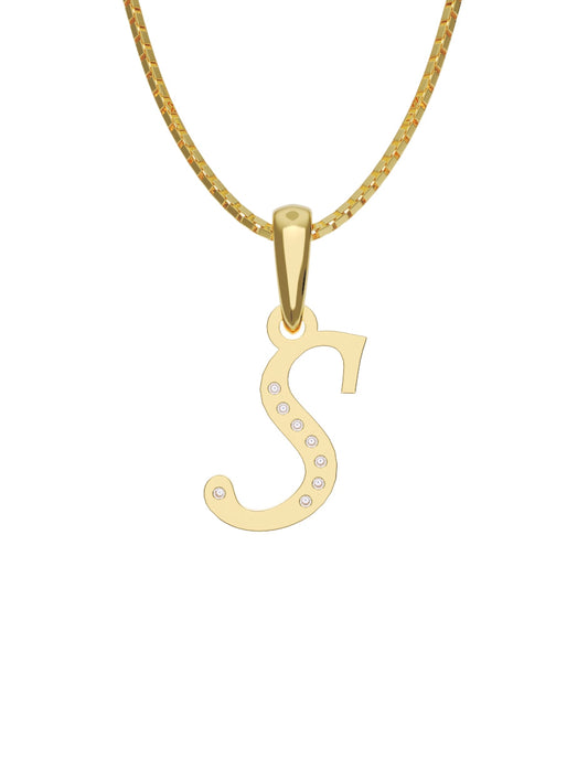 Inicial S con circonias en oro amarillo — Fonelli Z2817