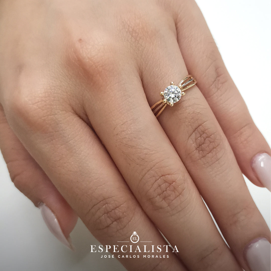 11ZA12LQ Anillo de compromiso en oro amarillo de 14 Kilates