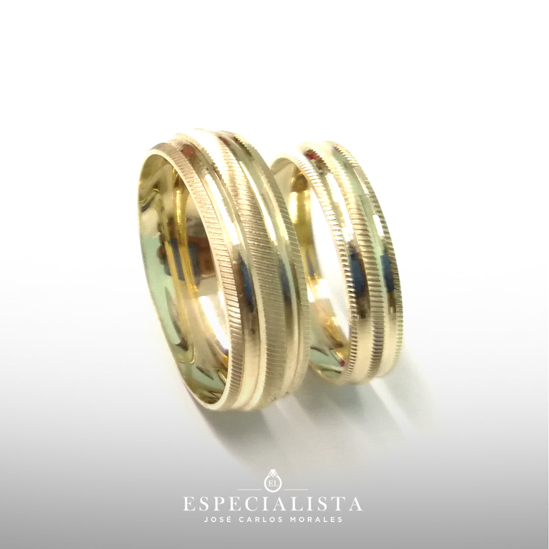 Argollas de Matrimonio en oro amarillo de 10 Kilates en 4mm y 6mm