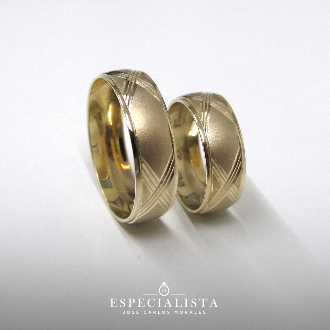 Oro 14k Argolla Oro Hombre Argollas De Matrimonio En Oro Combinado