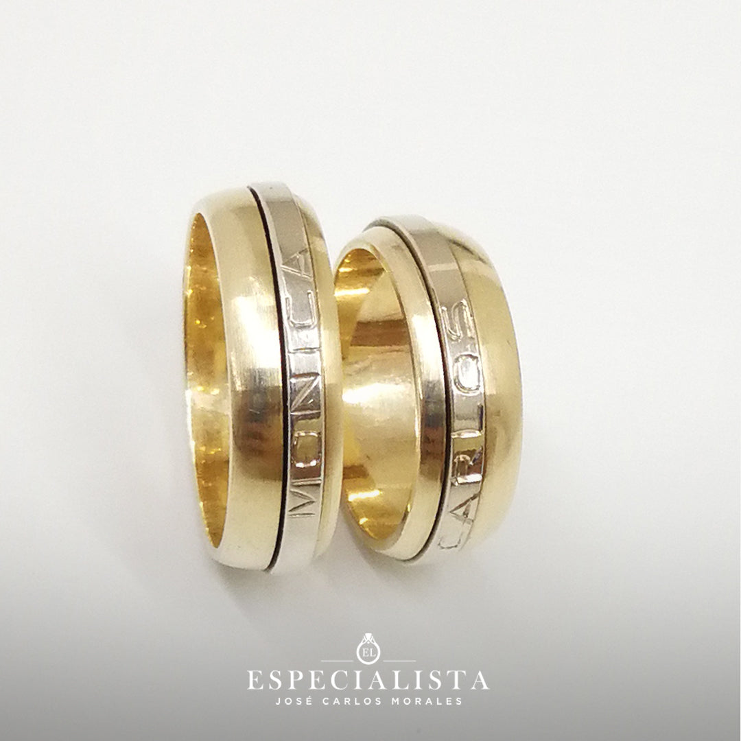 Anillos de matrimonio con nombres online grabados