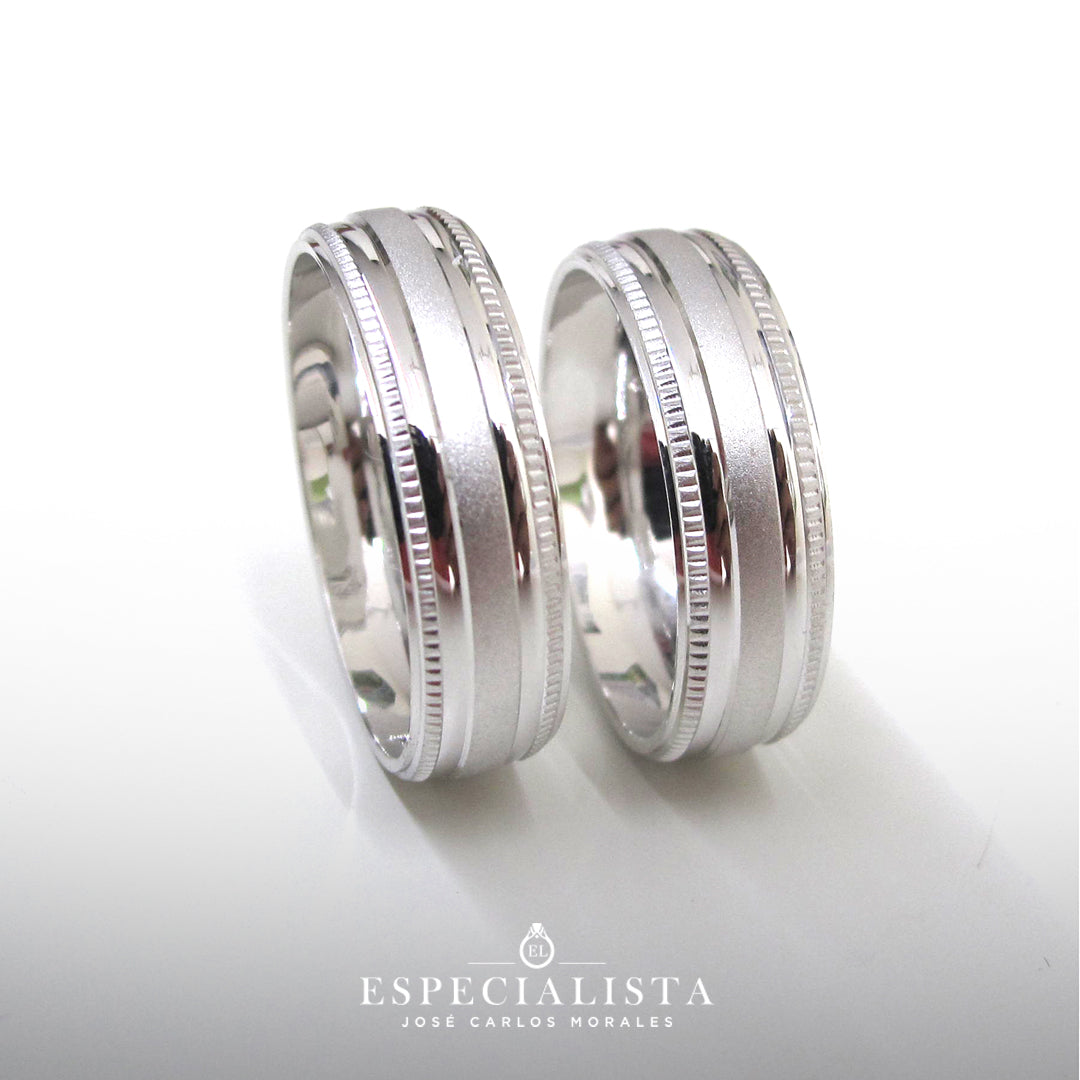 20B64LQ Argollas de Matrimonio en oro blanco de 14 Kilates