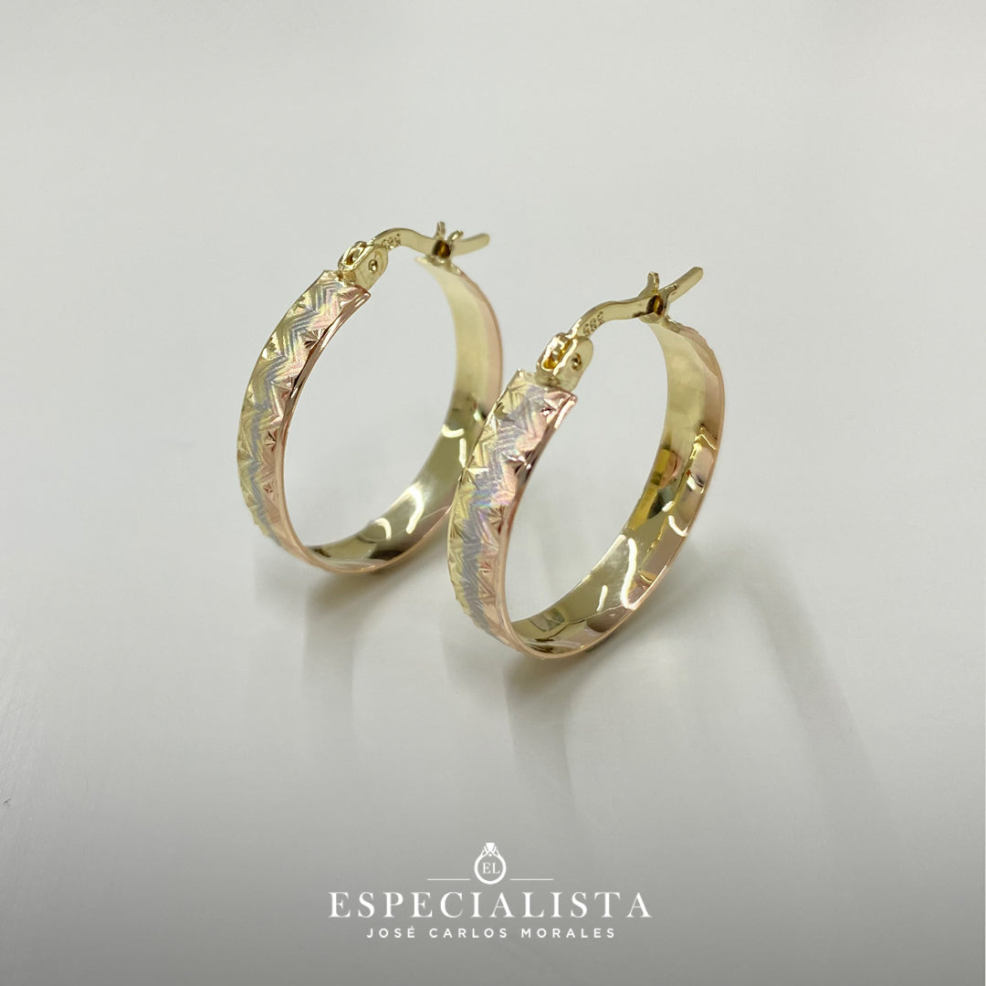 Aretes de Oro Combinado de 14 Kilates β JoyerΓa El Especialista