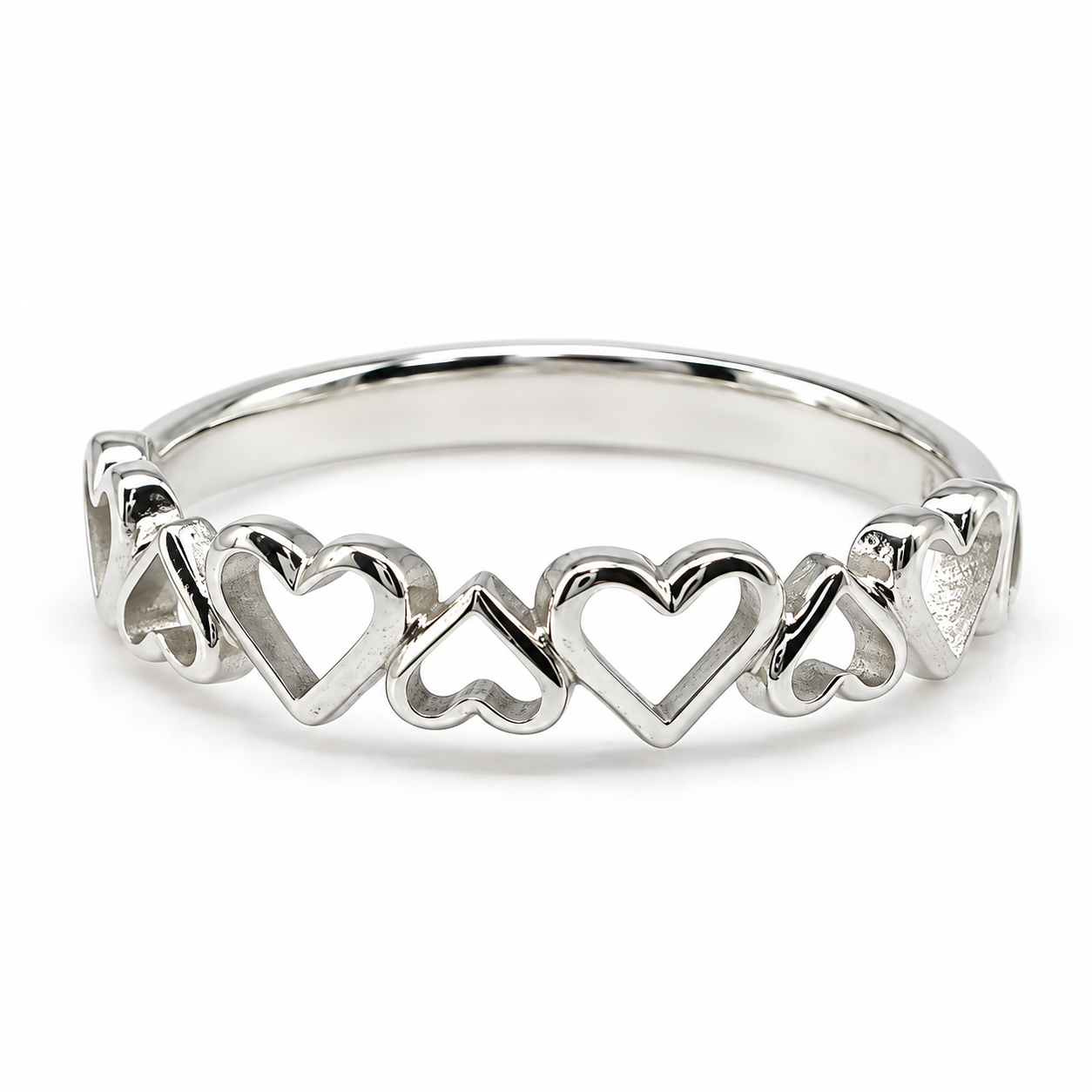10MP10037LQ Anillo en oro blanco de 14 Kilates en forma de corazones