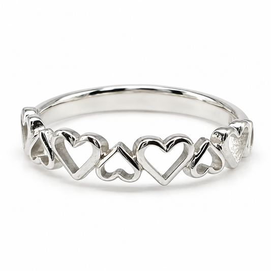 10MP10037LQ Anillo en oro blanco de 14 Kilates en forma de corazones