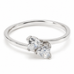 Anillo doble corazón con circonias en oro blanco de 14K | 10MP10044LQ