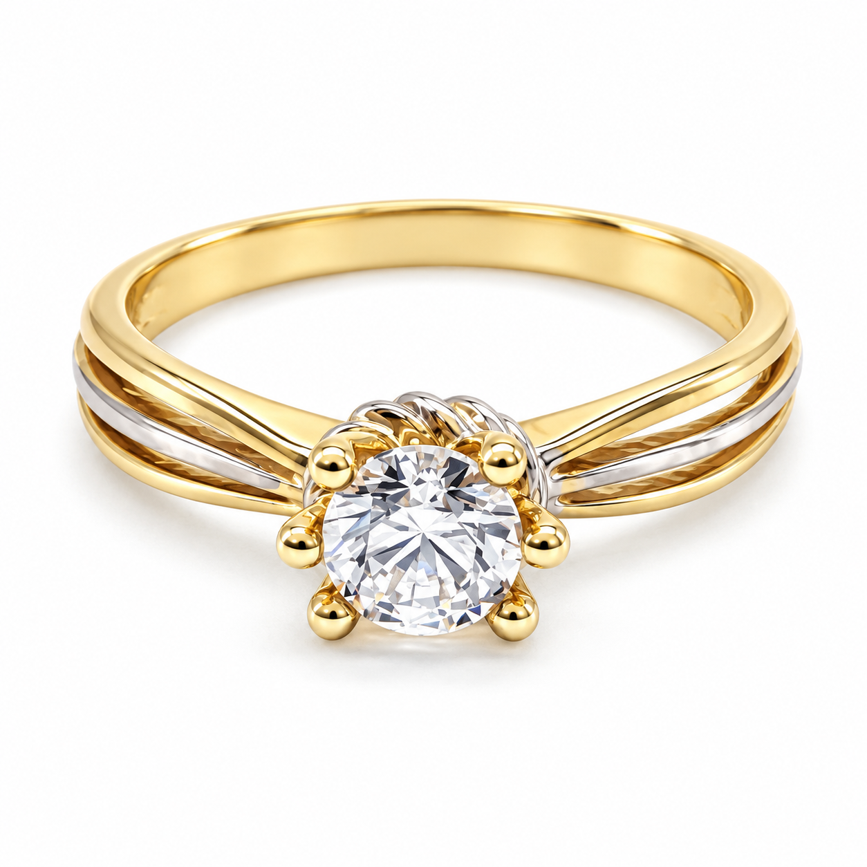 11ZA12LQ Anillo de compromiso en oro amarillo de 14 Kilates