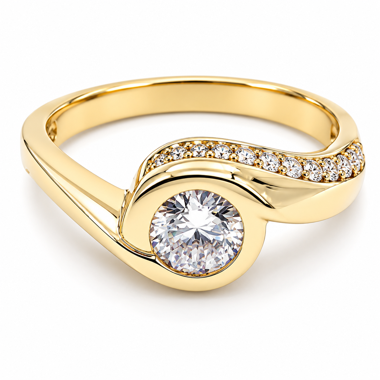 11ZA27LQ Anillo de compromiso en oro amarillo de 14 Kilates