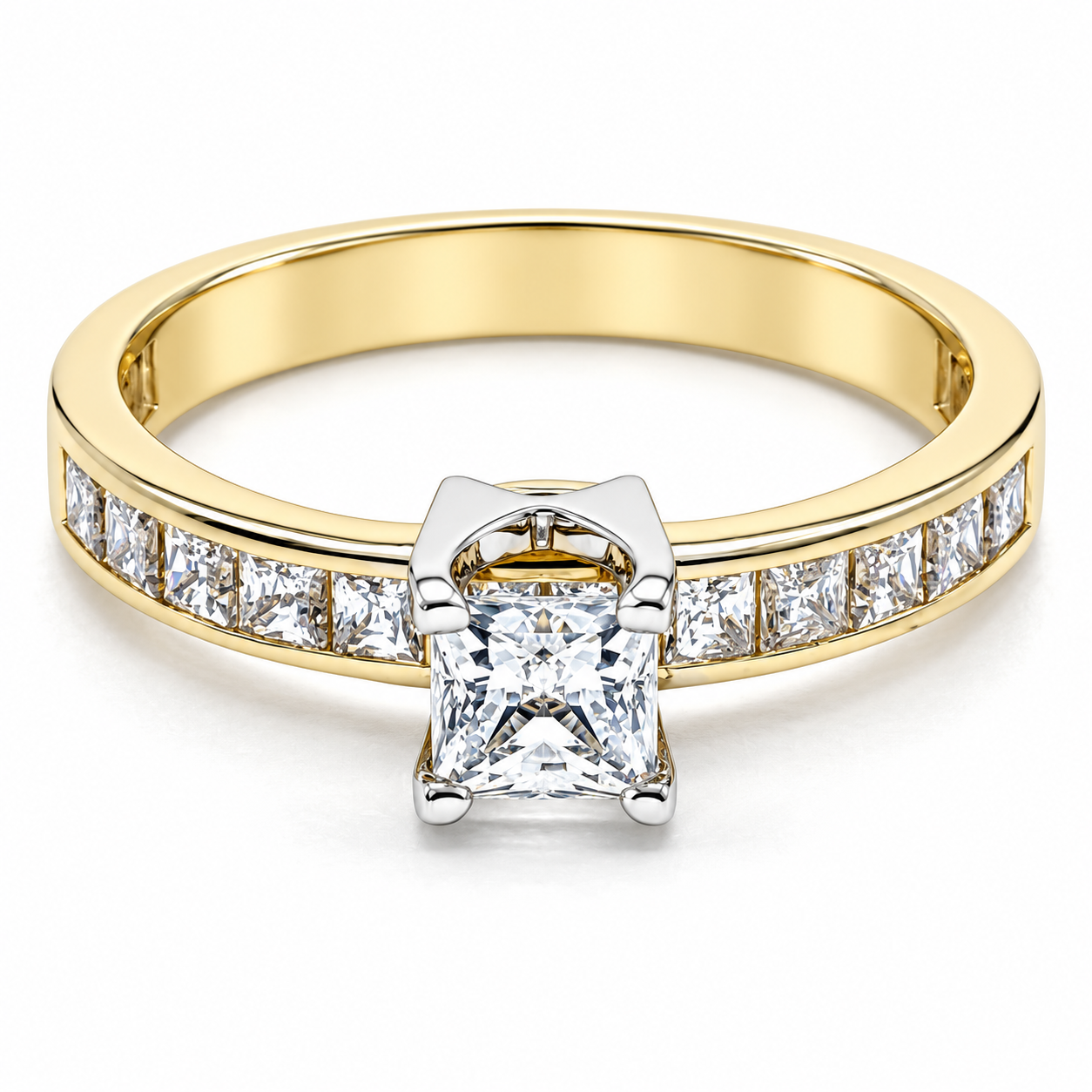 11ZA33LQ Anillo de compromiso en oro amarillo de 14 Kilates