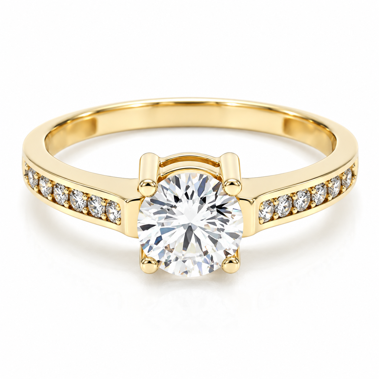 11ZA62LQ Anillo de compromiso en oro amarillo de 14 Kilates