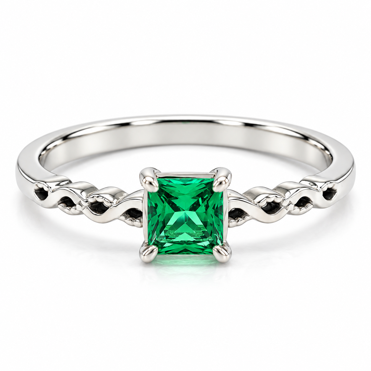 11ZB69LQ Anillo de compromiso en oro blanco de 14 Kilates