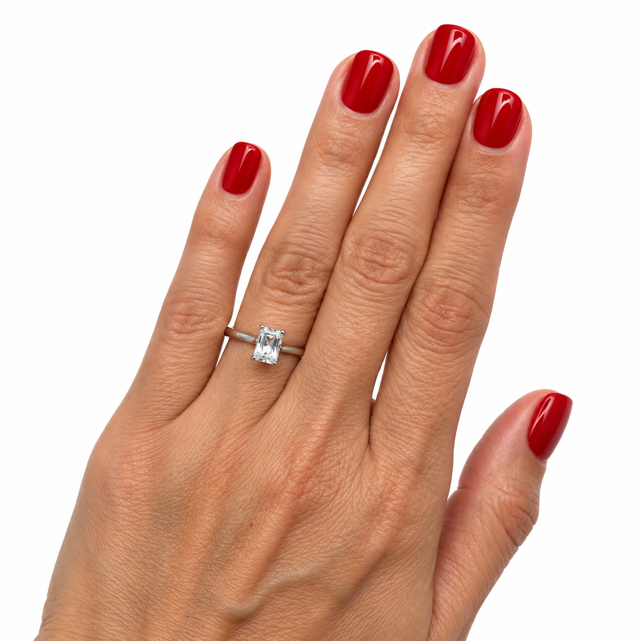 Anillo de compromiso en oro blanco de 14 Kilates corte esmeralda | 11ZB9170LQ