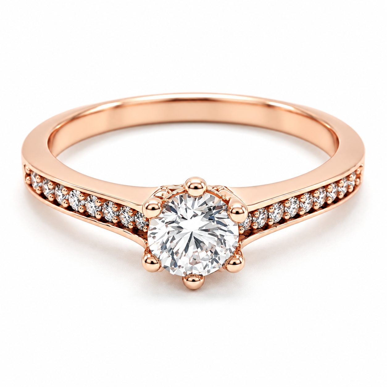 11ZR518LQ Anillo de Compromiso en Oro Rosa de 14 kilates