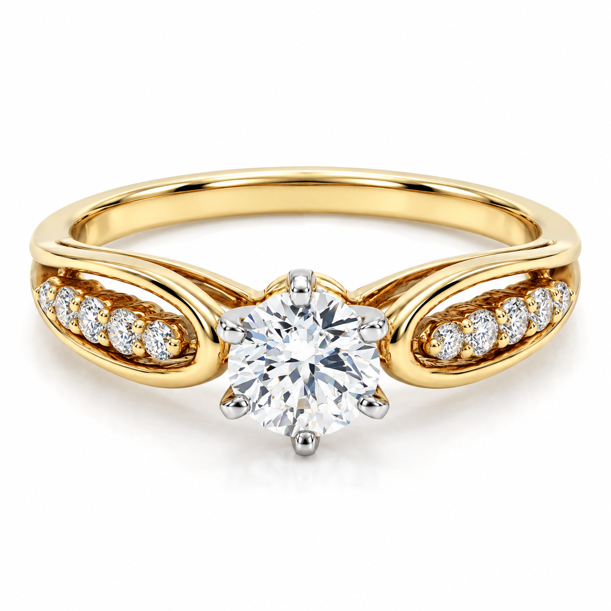 13JC40451LQ Anillo de compromiso en oro amarillo de 18 kilates con Diamante natural