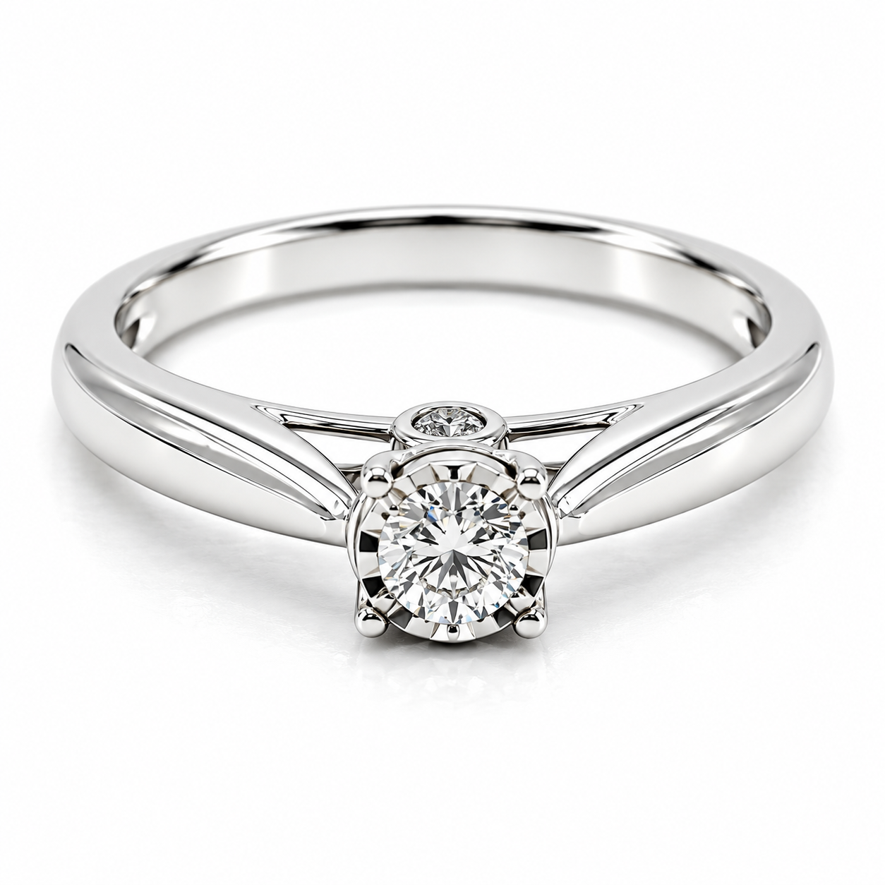 14JC121282LQ Anillo de compromiso en oro blanco de 14 Kilates, con Diamante natural.